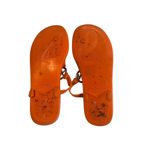 Michael Kors Charm Orange Jelly Thong Sandals 8 - Picture 5 of 6